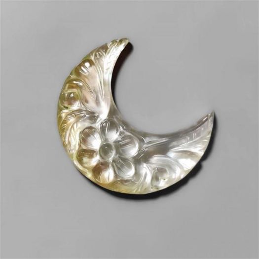 Mughal Carving Himalayan Crystal With Mother Of Pearl Doublet Crescent