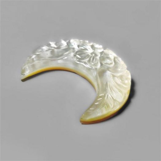 Mughal Carving Himalayan Crystal With Mother Of Pearl Doublet Crescent