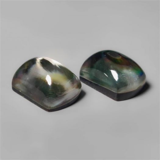 Himalayan Crystal With Tahitian Black Mother Of Pearl Doublets Pair