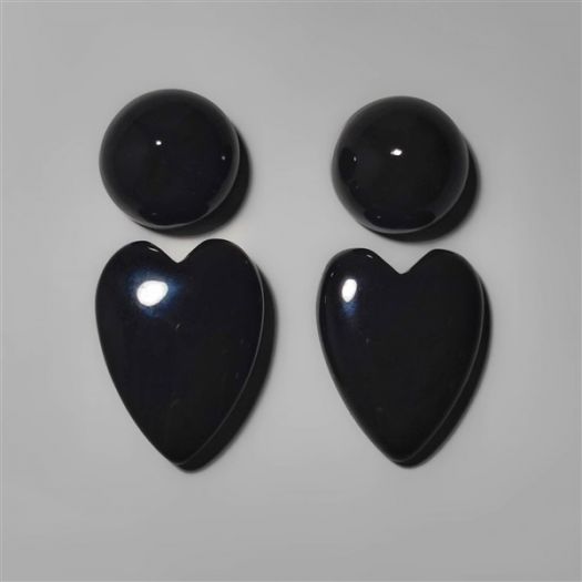 Black Spinels Rounds With Heart Carving Set