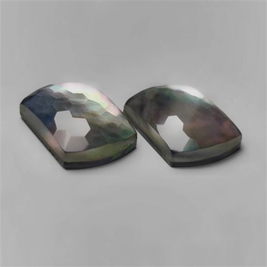 honeycomb-cut-himalayan-crystal-with-black-mother-of-pearl-doublets-pair-n9696